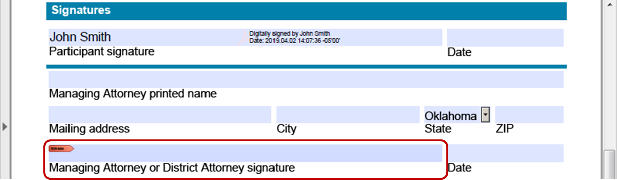 An example of multiple e-signatures that may be required.